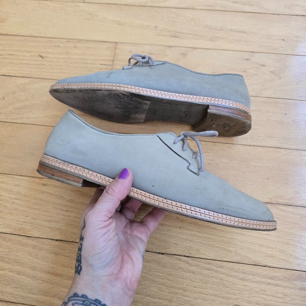 silence + noise | grey monochrome suede pointed toe oxford shoes | WMS 7